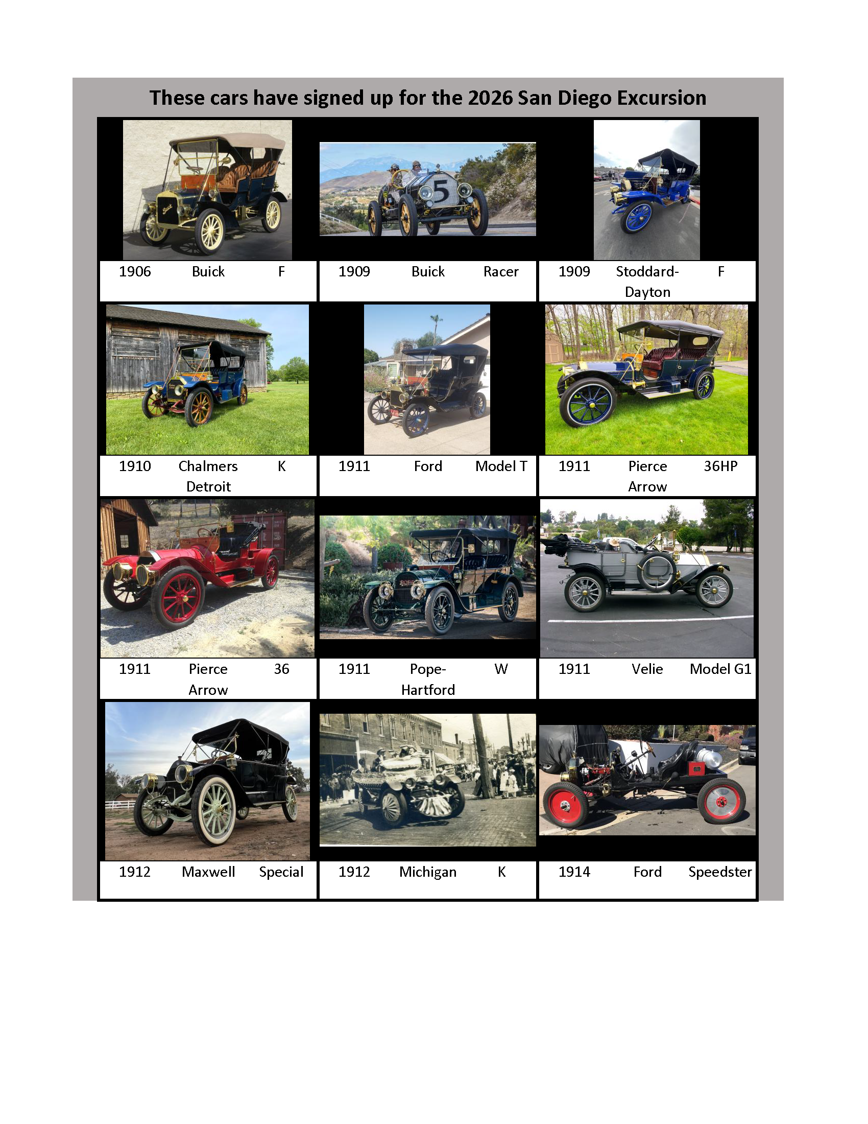 2026 Participating Cars